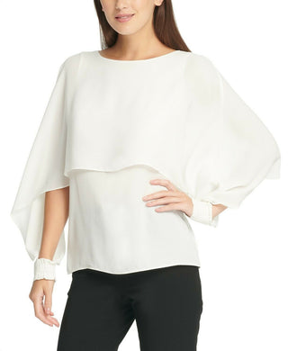 Top estilo capa feminino DKNY, branco, tamanho médio