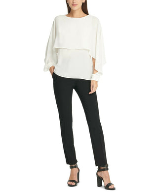 Top estilo capa feminino DKNY, branco, tamanho médio