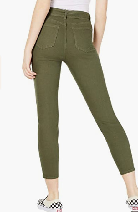 Calça jeans curta com cinto Vanilla Star feminina, verde, tamanho 13
