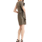 Vestido feminino metálico assimétrico justo Vince Camuto, tamanho 8, dourado