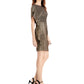 Vestido feminino metálico assimétrico justo Vince Camuto, tamanho 8, dourado