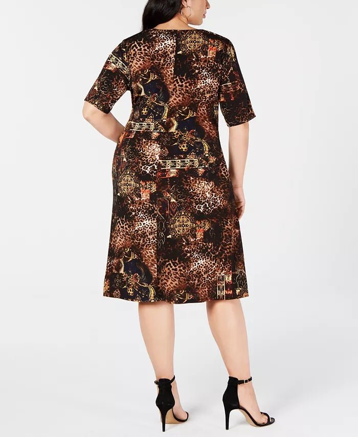 Vestido tubinho plus size da Connected Women's Trendy Surplice, Rustcopper, tamanho 18W