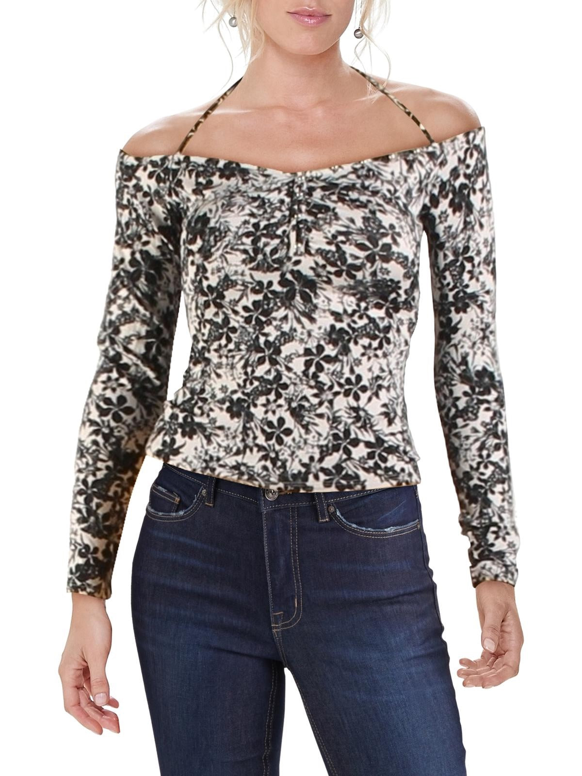 Guess Julissa Estampada Ombro a Ombro Blusa Prateada Tamanho P Feminino