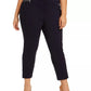 Calça curta plus size Calvin Klein feminina com bolso e zíper, azul, tamanho 18W