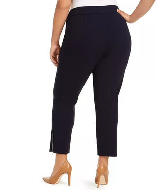 Calça curta plus size Calvin Klein feminina com bolso e zíper, azul, tamanho 18W
