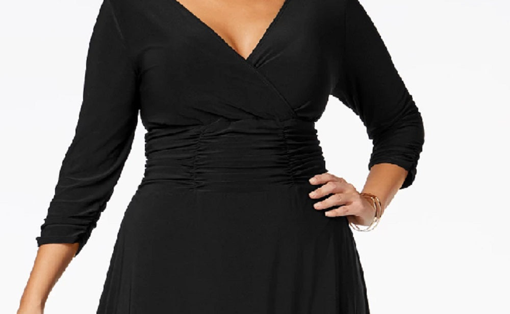 Vestido feminino plus size com babados e corte A, preto, tamanho 3X, da NY Collection