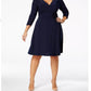 Vestido plus size franzido evasê feminino NY Collection, azul-marinho, tamanho 1X