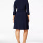Vestido feminino plus size com babados evasê NY Collection, azul marinho, tamanho 2, extra grande