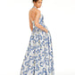 Vestido infantil sem mangas com brocado floral metálico, azul médio, tamanho 11