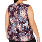 Blusa feminina plus size xadrez com gola plissada, tamanho 1X, roxa, Calvin Klein