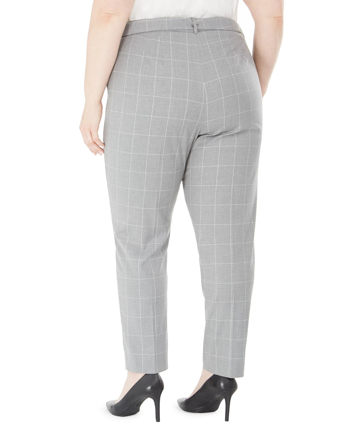 Calça Calvin Klein Plus Size Estampada com Cinto Cinza Tamanho 16 Plus Feminina