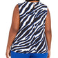 Blusa Calvin Klein Plus Size Feminina Estampa Animal e Gola Franzida Azul Tamanho 2X