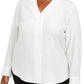 Blusa Calvin Klein Feminina Plus Size Gola V Branca Tamanho 2X