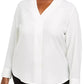 Blusa Calvin Klein Feminina Plus Size Gola V Branca Tamanho 2X