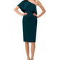 Vestido feminino XSCAPE com babados e um ombro só, verde médio, tamanho 12