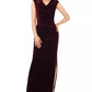 Vestido de veludo feminino XSCAPE Petite Drape-Front, tamanho 8, roxo, Lt/Pas