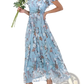 V-neck Floral Ruffle Maxi Summer Dress