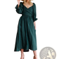 V-neck Lantern Sleeve Reversible Midi Dress