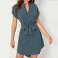 Emerald Green v Neck Short Sleeve Belted Wrap Dress