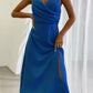 Satin v Neck High Slit Summer Maxi Dress