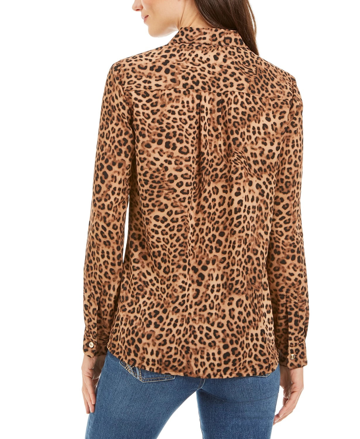 Blusa feminina com estampa animal Charter Club, bege, tamanho médio