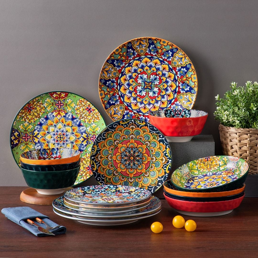 vancasso SIMI 16piece Bohemian Porcelain Pattern Dinnerware Set