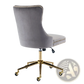 Velvet Office Chair Tufted Gray with Gold Base Swivel