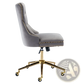 Velvet Office Chair Tufted Gray with Gold Base Swivel