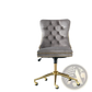 Velvet Office Chair Tufted Gray with Gold Base Swivel