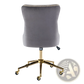 Velvet Office Chair Tufted Gray with Gold Base Swivel