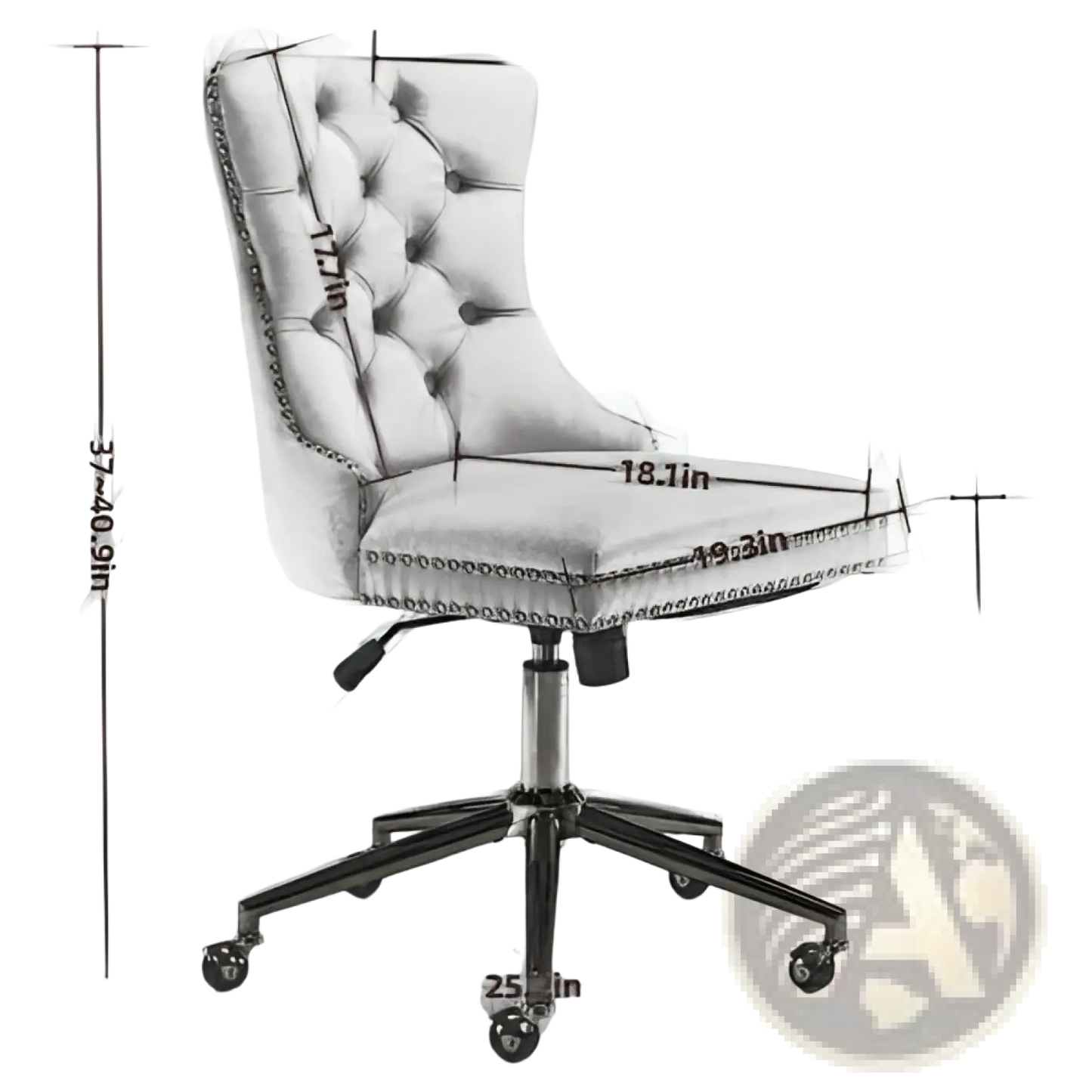 Velvet Tufted Office Chair with Gold Base Beige
