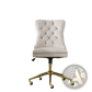 Velvet Tufted Office Chair with Gold Base Beige