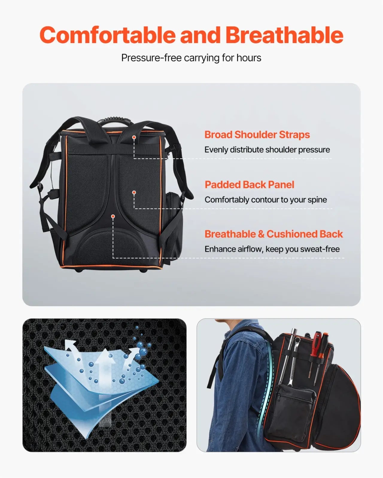 Vevor 35.6l Heavy Duty Welding Backpack with Helmet Catch Bag