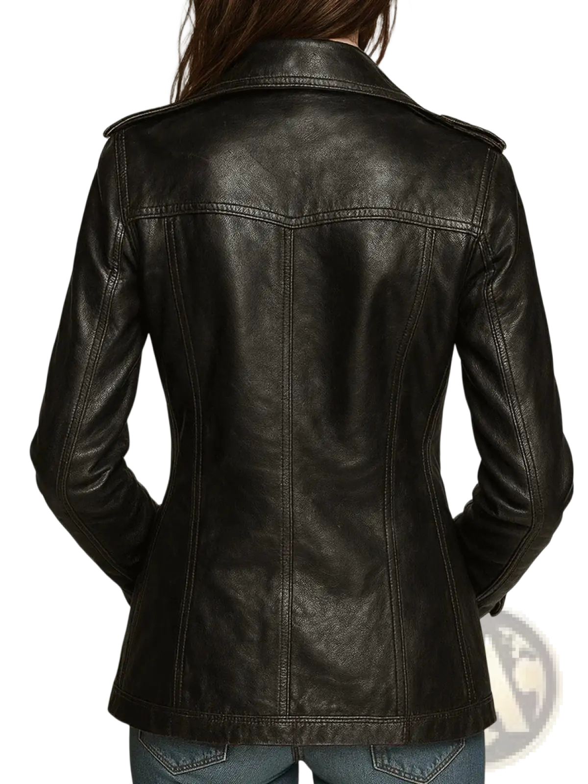 Vintage Black Leather Double Breasted Jacket
