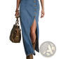 Vintage Button Front Sleeveless Denim Maxi Dress