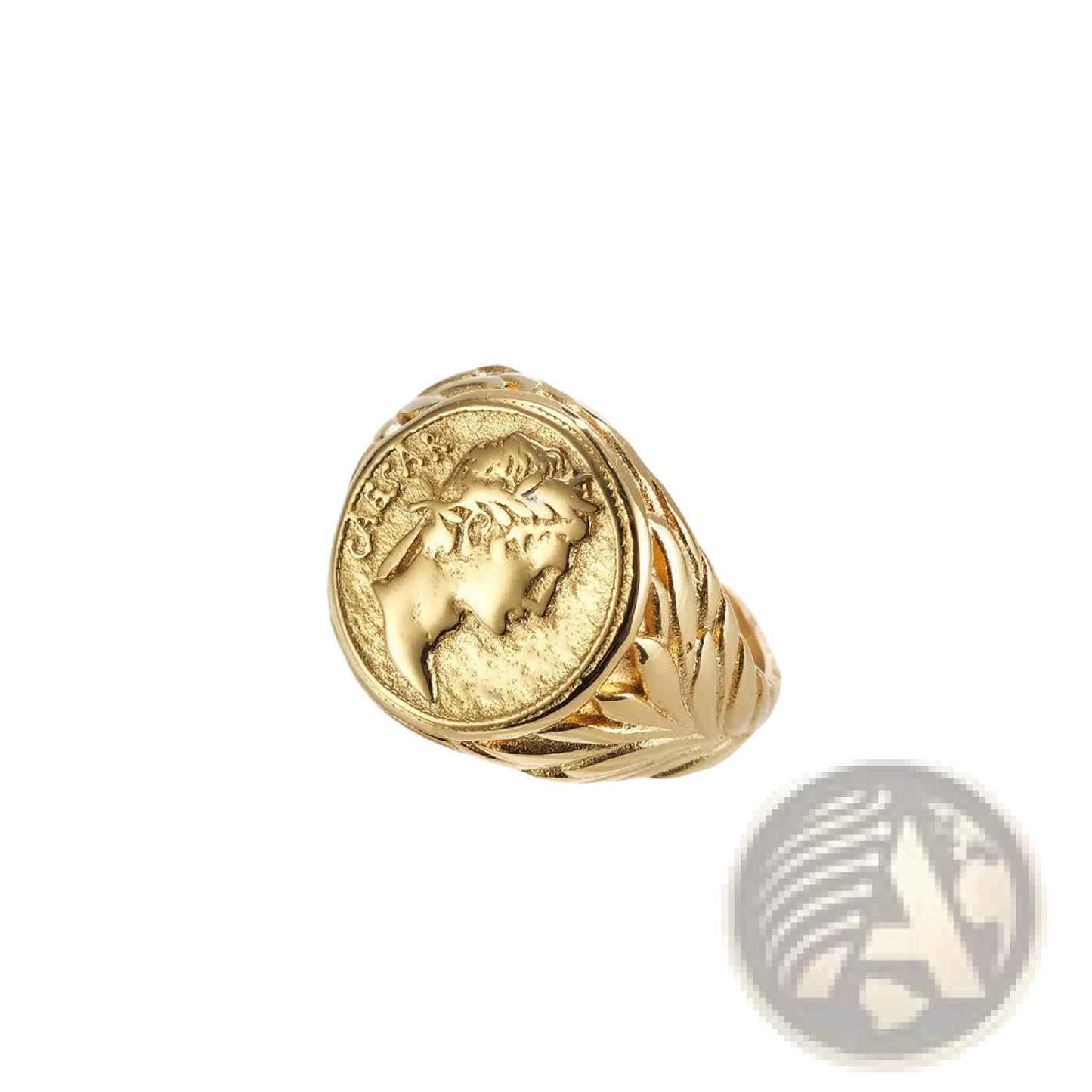 Vintage Caesar Portrait Stainless Steel Signet Ring
