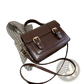 Vintage Faux Leather Satchel with Gold Buckles
