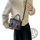 Vintage Faux Leather Satchel with Gold Buckles