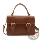Vintage Faux Leather Satchel with Gold Buckles