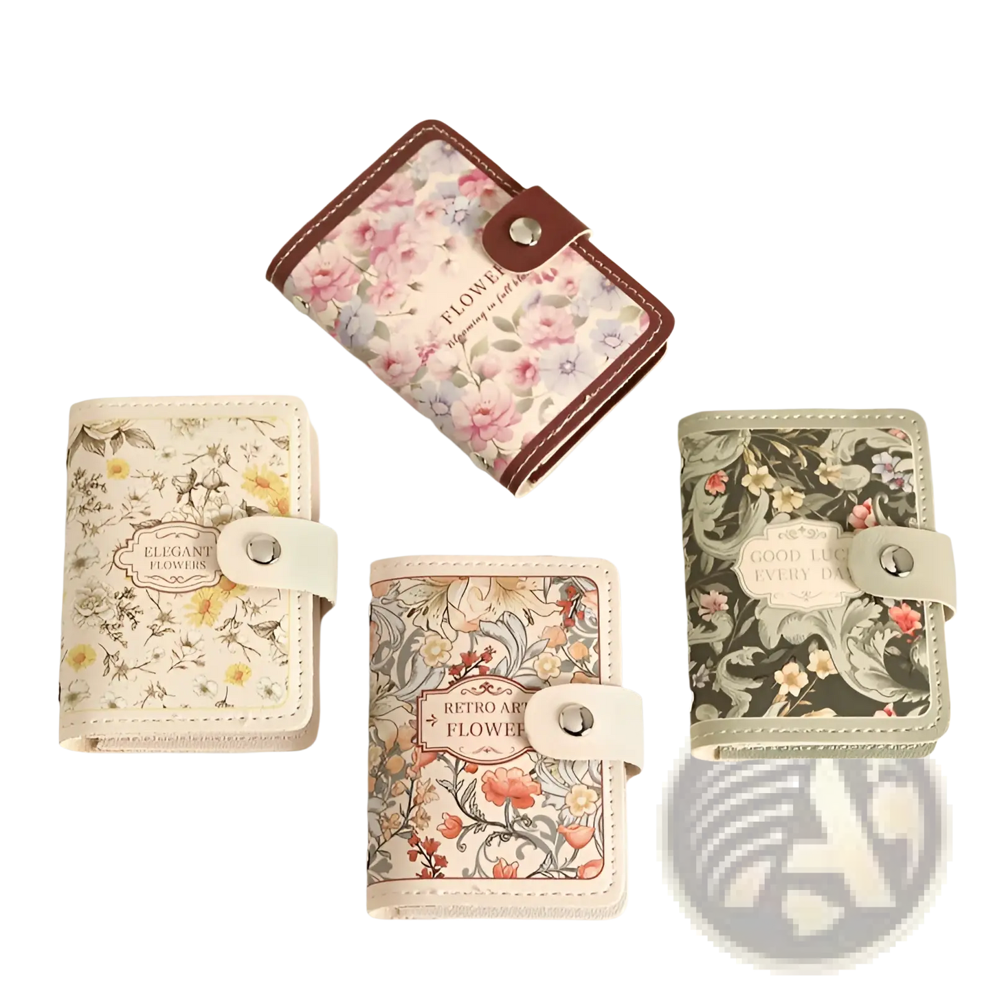 Vintage Floral Leather Card Holder Wallet