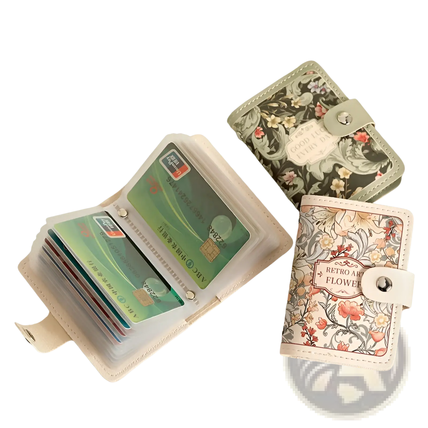 Vintage Floral Leather Card Holder Wallet