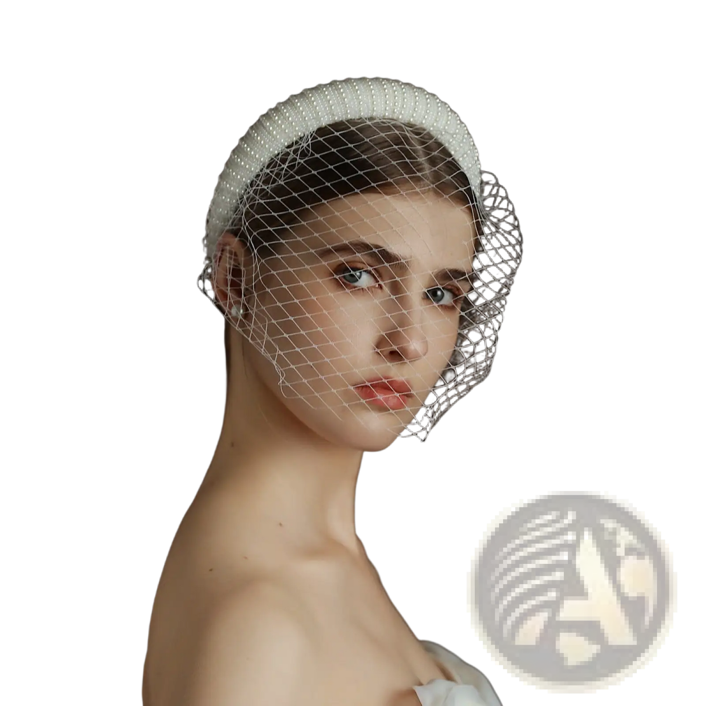 Vintage French Hepburn Beaded Bridal Veil Headband