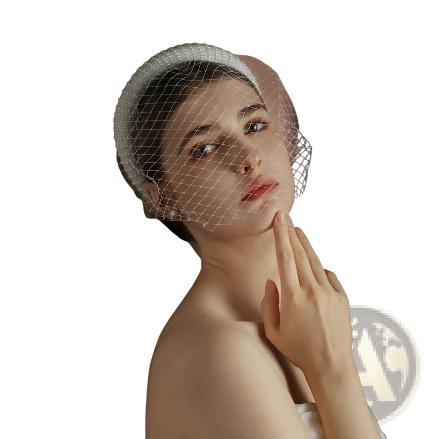 Vintage French Hepburn Beaded Bridal Veil Headband