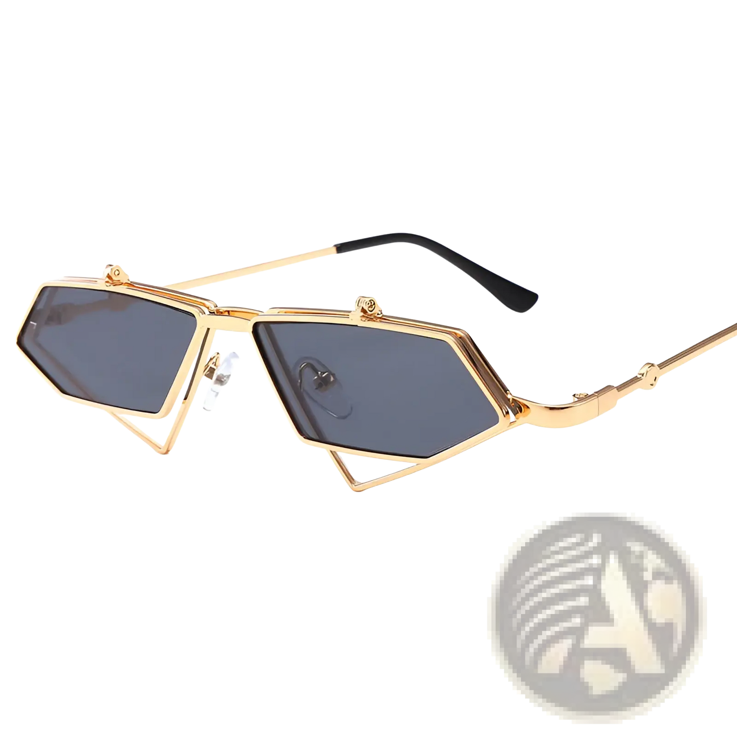 Vintage Geometric Gold Metal Frame Sunglasses