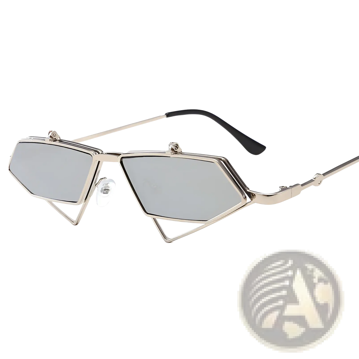 Vintage Geometric Gold Metal Frame Sunglasses