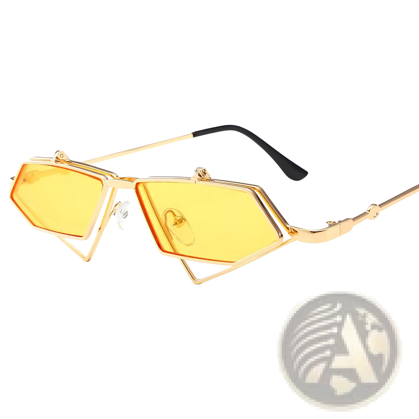 Vintage Geometric Gold Metal Frame Sunglasses