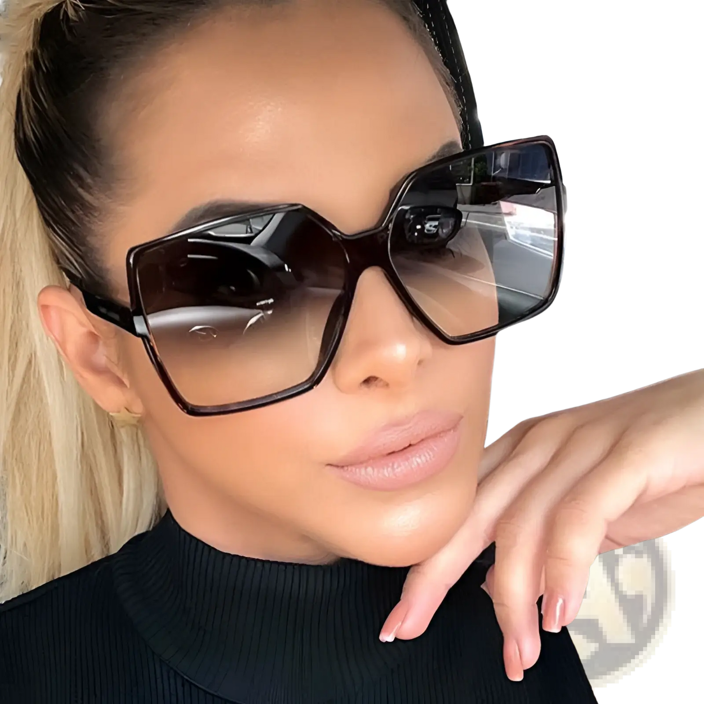 Vintage Geometric Oversized Uv400 Gradient Sunglasses