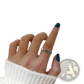 Vintage Geometric Zircon Marble Adjustable Ring