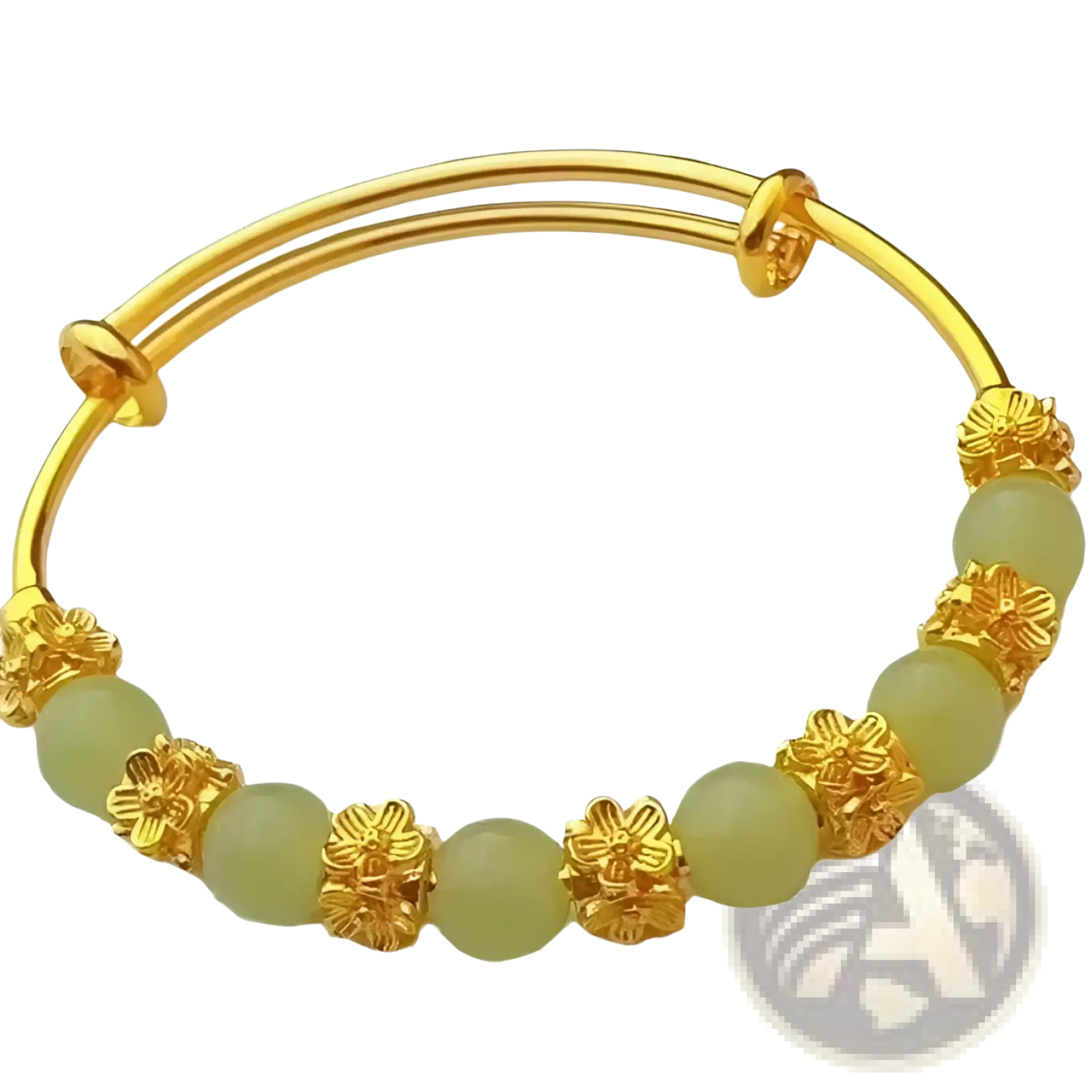 Vintage Gold Plated Chalcedony Flower Bangle Bracelet