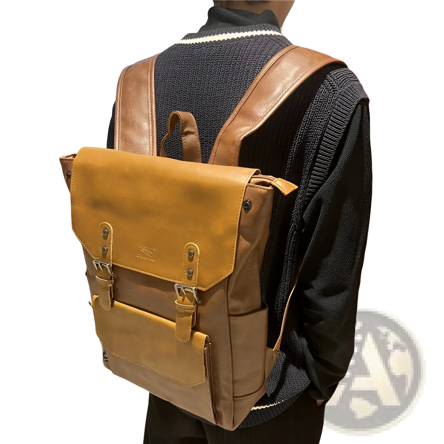 Vintage Leather College Backpack Large Capacity Travel Bag